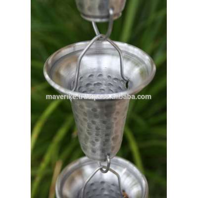 Metal Rain silver Hammered Outdoor Garden Ornament rain chain