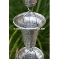 Metal Rain silver Hammered Outdoor Garden Ornament rain chain