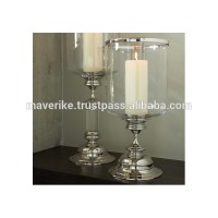 Glass Hurricane pillar candle holder centerpiece