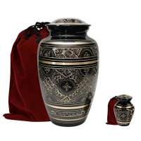 Black Floral Engraved Cremation urns