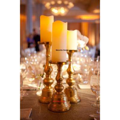 Candle Pillar Holder Gold