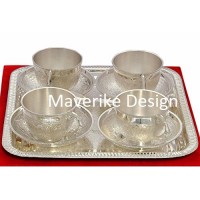 Silver tea cup  plate set