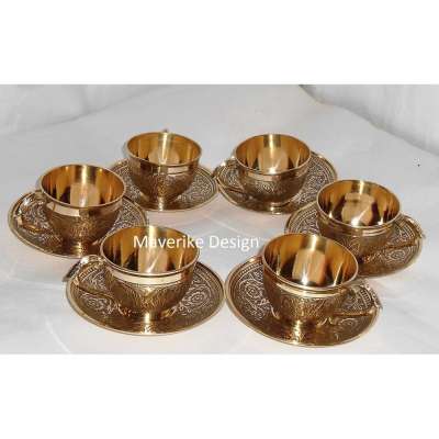 Tea cup & plate  set brass