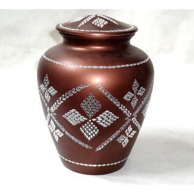 Fancy Elite Floral Aluminium Adult Cremation Urn For Ashes