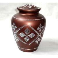 Fancy Elite Floral Aluminium Adult Cremation Urn For Ashes